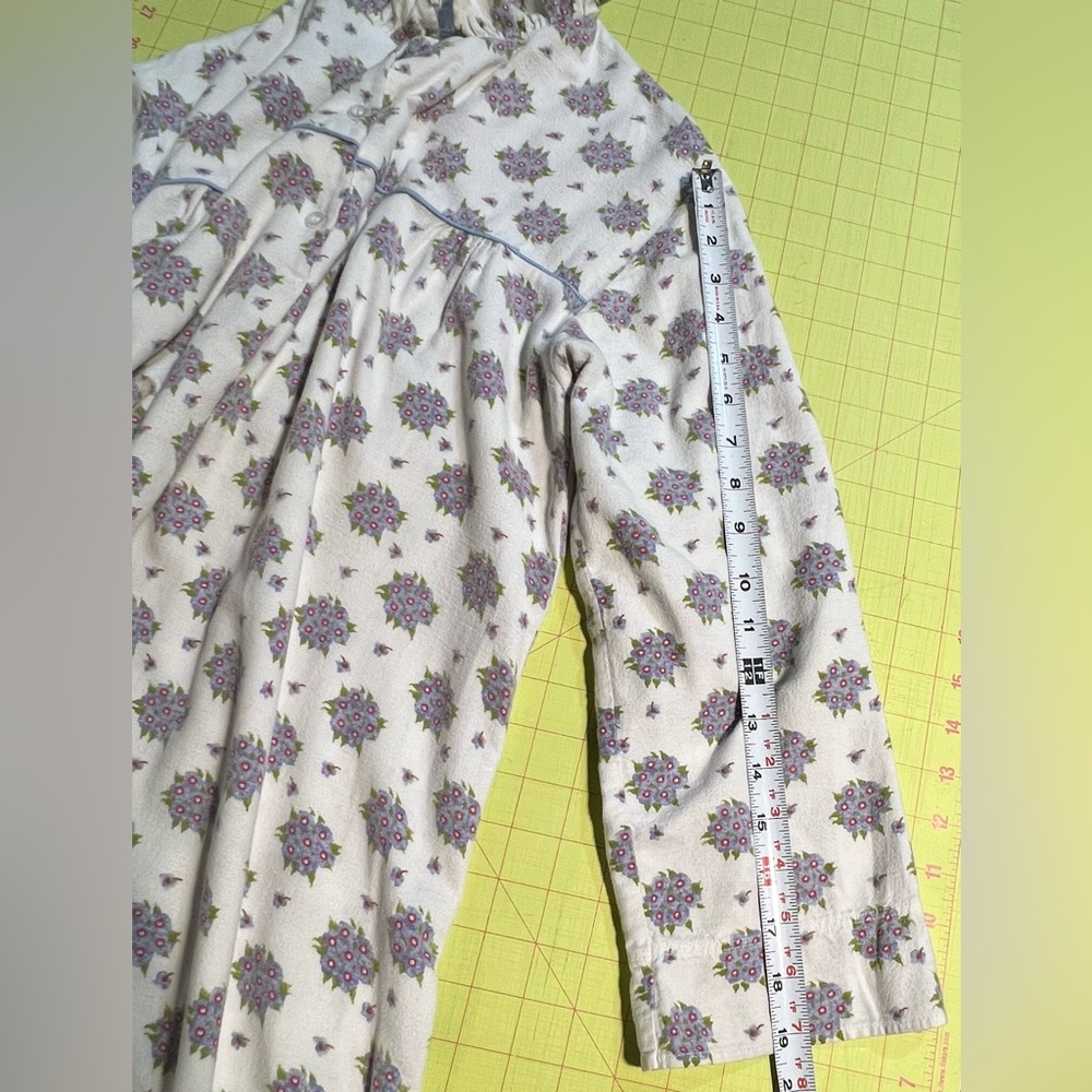 VINTAGE floral flannel brushed cotton floral nightgown‎ ruffle maxi long sleeve - Picture 14 of 16